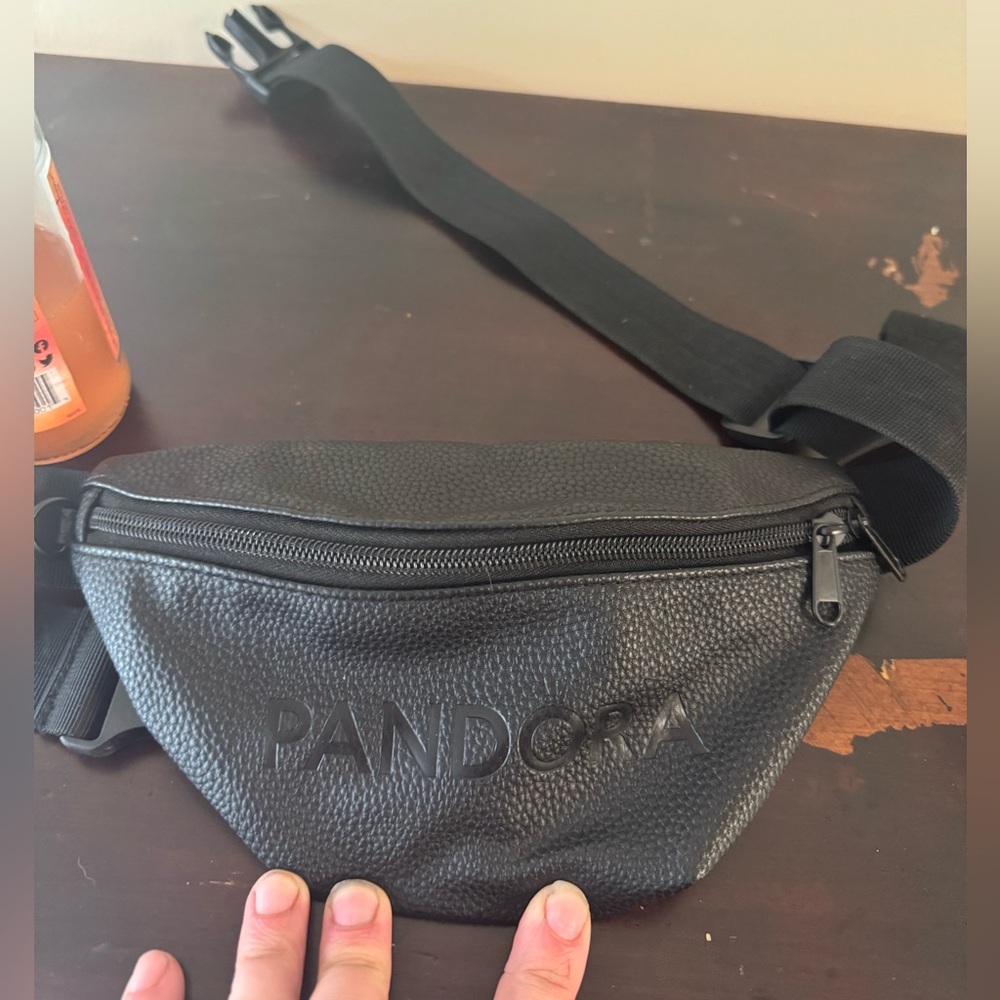 Black leather fanny pack